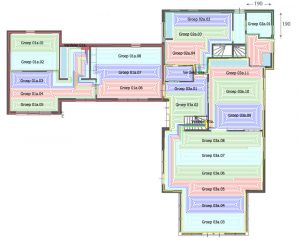 Voorbeeld van een compleet legplan voor vloerverwarming